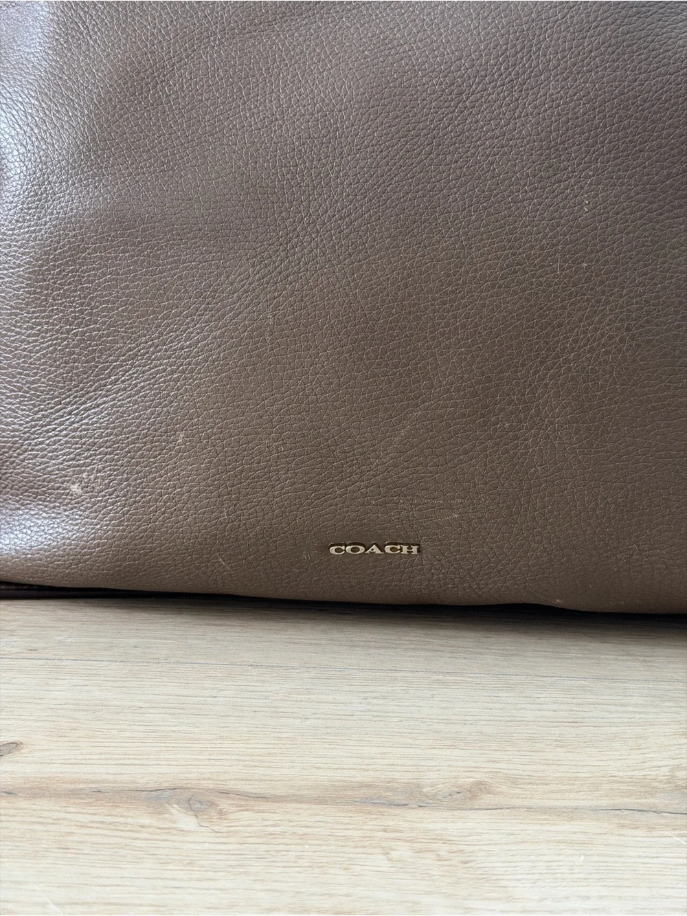 Coach Taupe Pebbled Leather Hobo Shoulder Bag